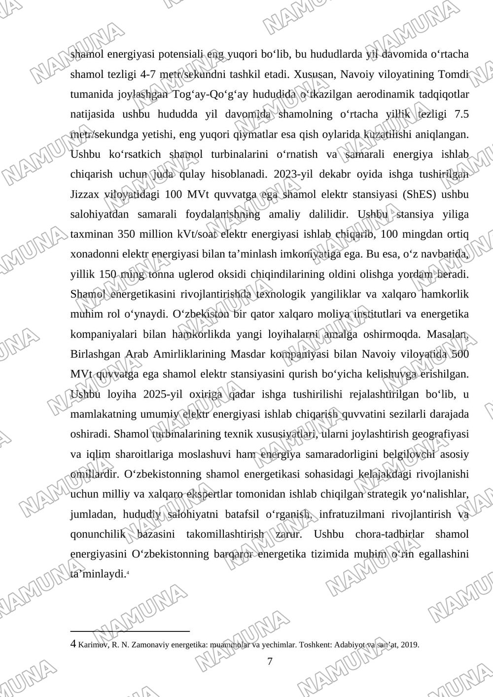 Muqobil energetika rivojlanish yo‘nalishlari — mustaqil ish, 7-varaq