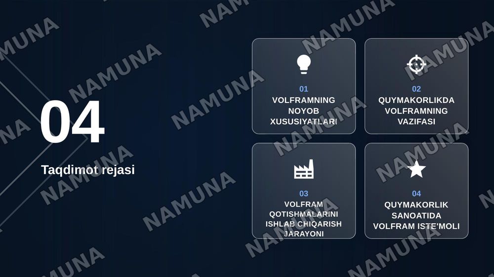 volfram metallini quymakorlikda qullanishi — zamonaviy taqdimot, 2-slayd