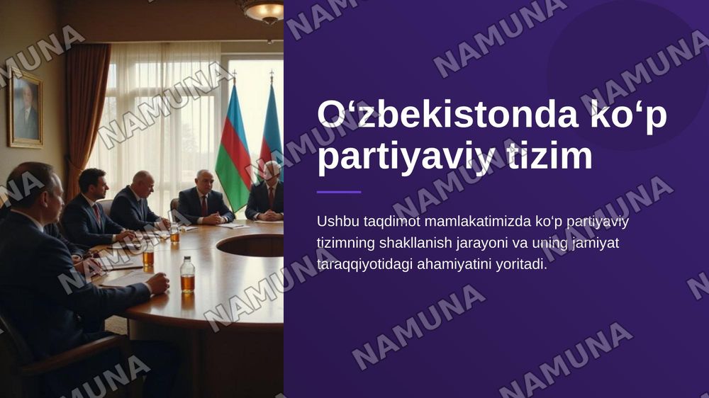 O‘zbekistonda ko‘p partiyaviy tizimni shakllantirish va ahamiyati — zamonaviy taqdimot, 1-slayd
