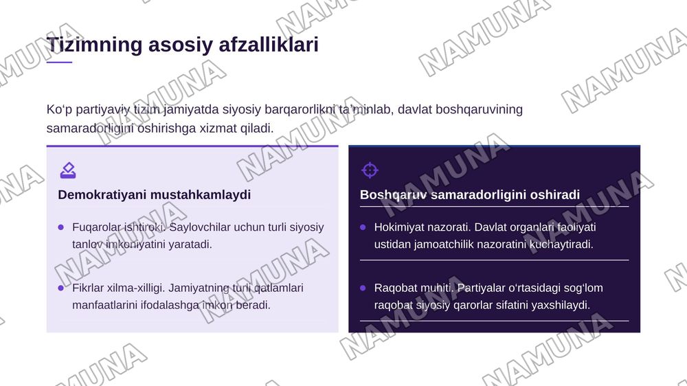 O‘zbekistonda ko‘p partiyaviy tizimni shakllantirish va ahamiyati — zamonaviy taqdimot, 6-slayd