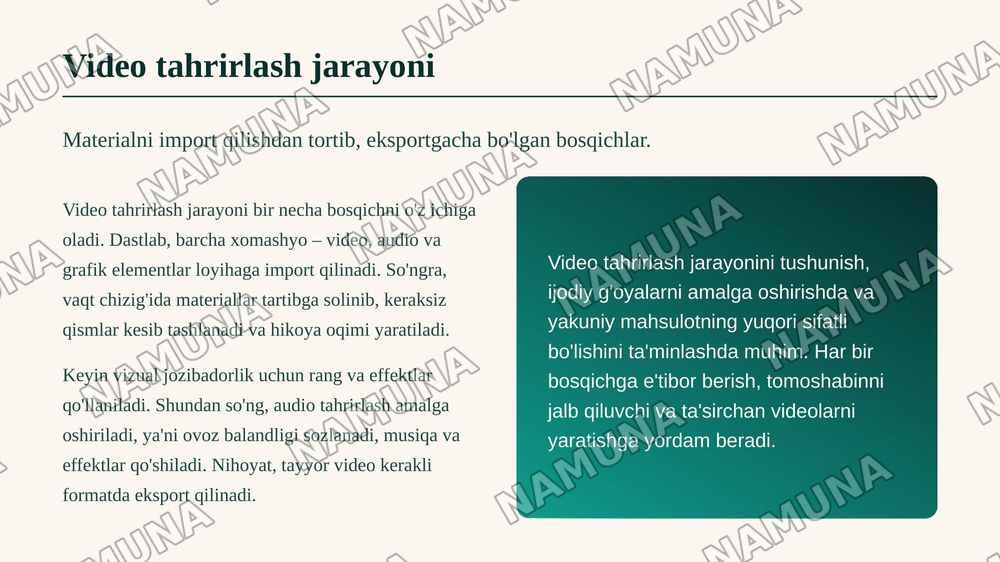 Videoni tahrirlash dasturi — zamonaviy taqdimot, 6-slayd