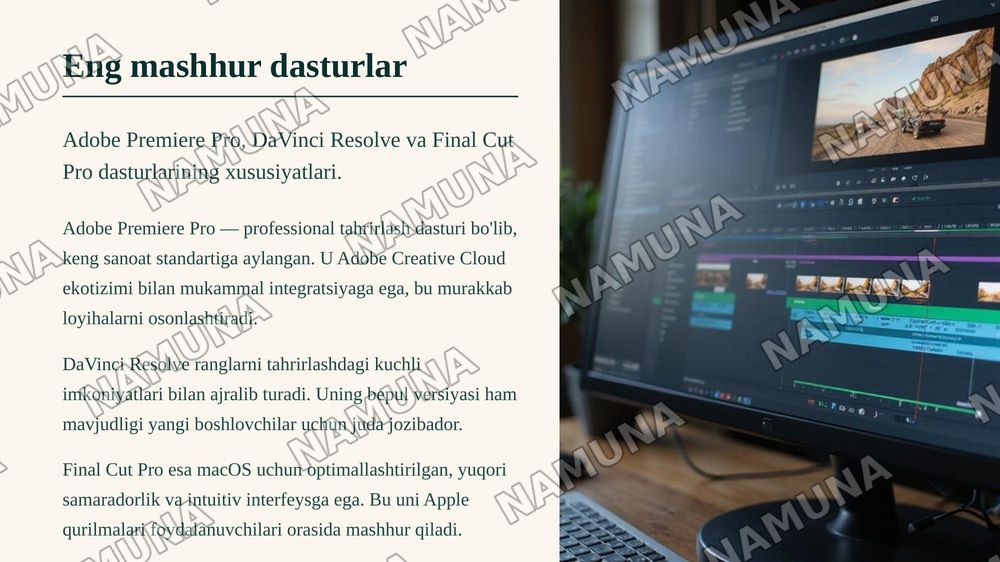 Videoni tahrirlash dasturi — zamonaviy taqdimot, 8-slayd