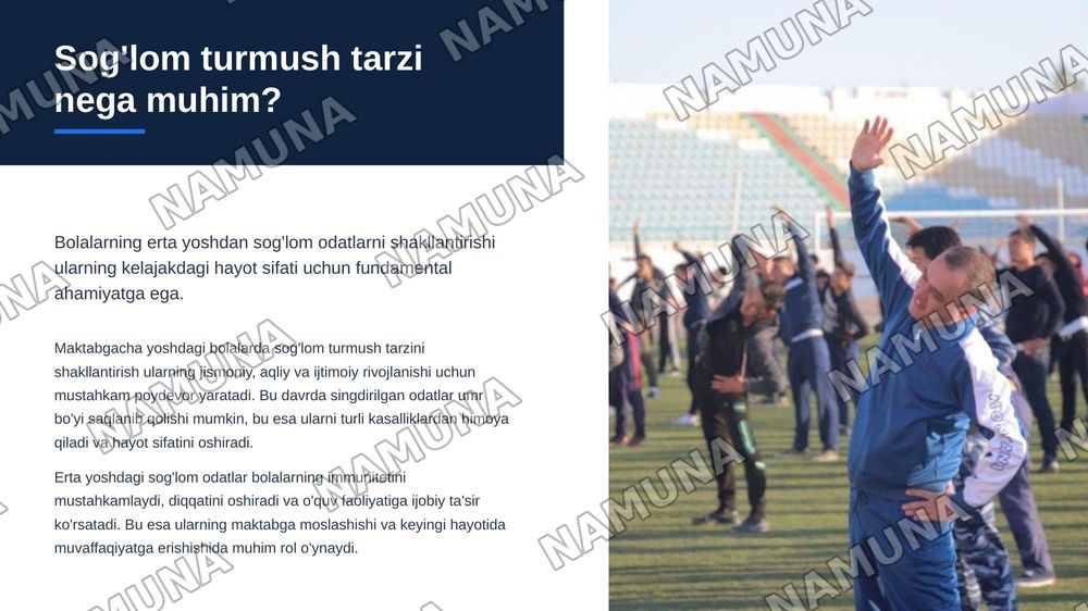 Мактабгача ёшдаги болаларни  уй шароитида  соглом турмуш тарзига  ургатиш мазмуни — zamonaviy taqdimot, 3-slayd