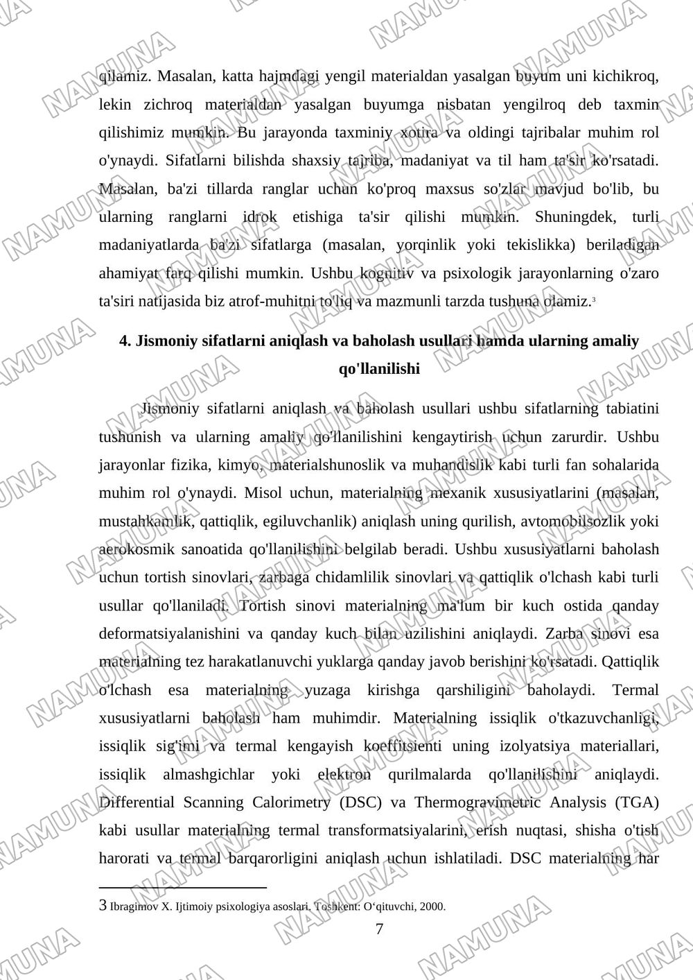 Jismoniy sifatlarni bilish (anglash)ning oʻziga xos jihatlari — mustaqil ish, 7-varaq
