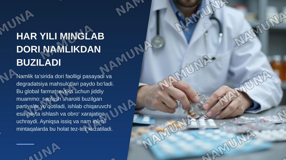 Polimer qadoqlarning namlik va gaz o‘tkazuvchanligini nazoratqilish: Blister qadoqlarning (PVX, PVDX, Alu/Alu) doribarqarorligiga ta’siri. — zamonaviy taqdimot, 3-slayd