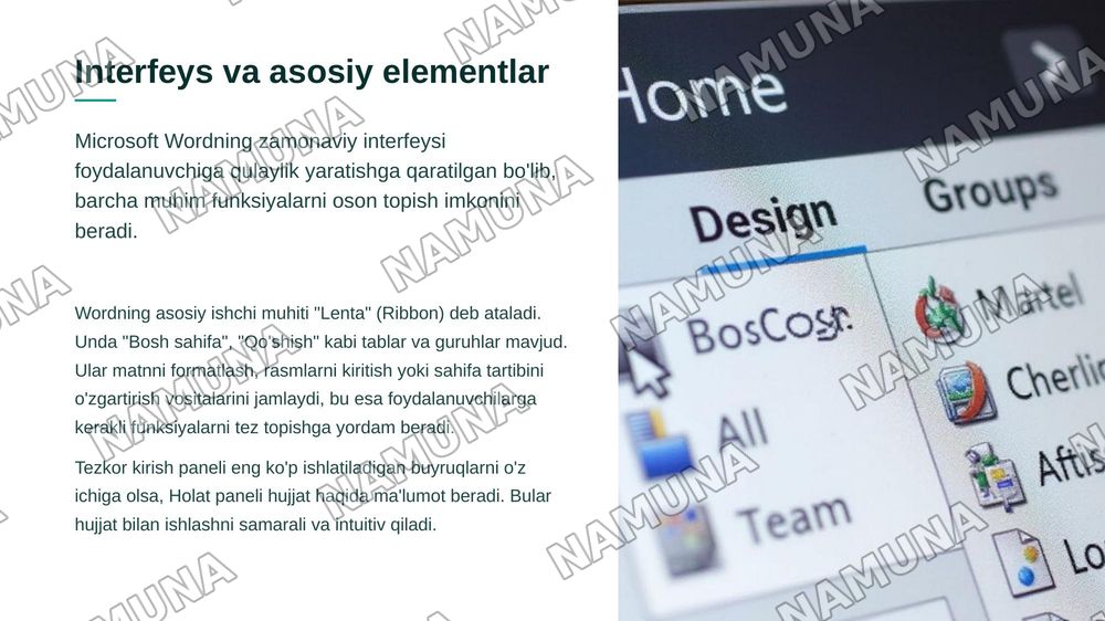 Microsoft Word dasturi va uning imkoniyatlari. — zamonaviy taqdimot, 6-slayd