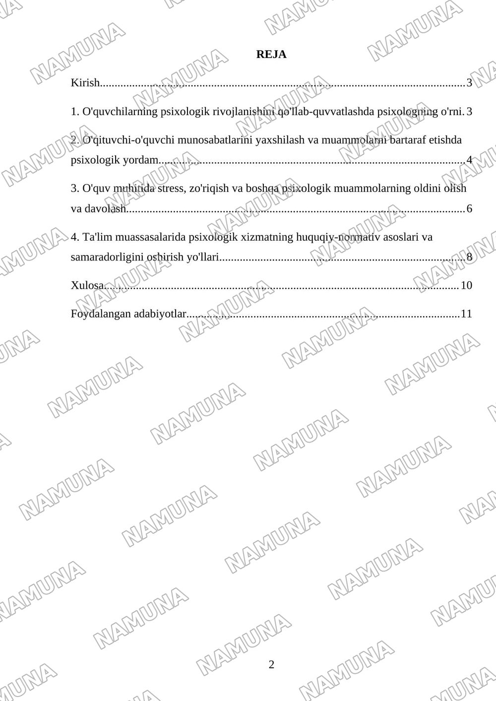 Taʼlim muassasalari psixologik xizmatning psixologik vazifalari — mustaqil ish, 2-varaq