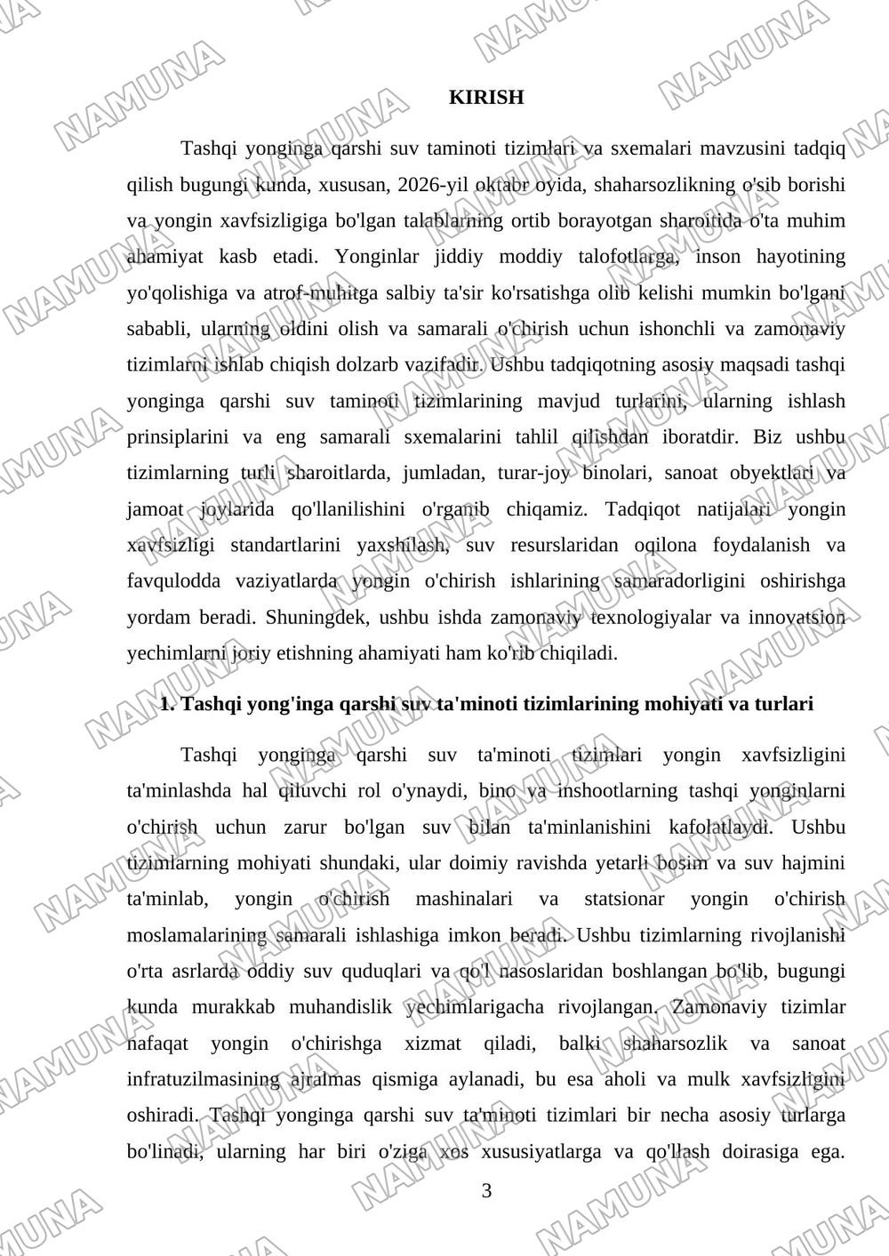 Tashqi yonginga qarshi suv taminoti tizimlari va sxemalari — mustaqil ish, 3-varaq