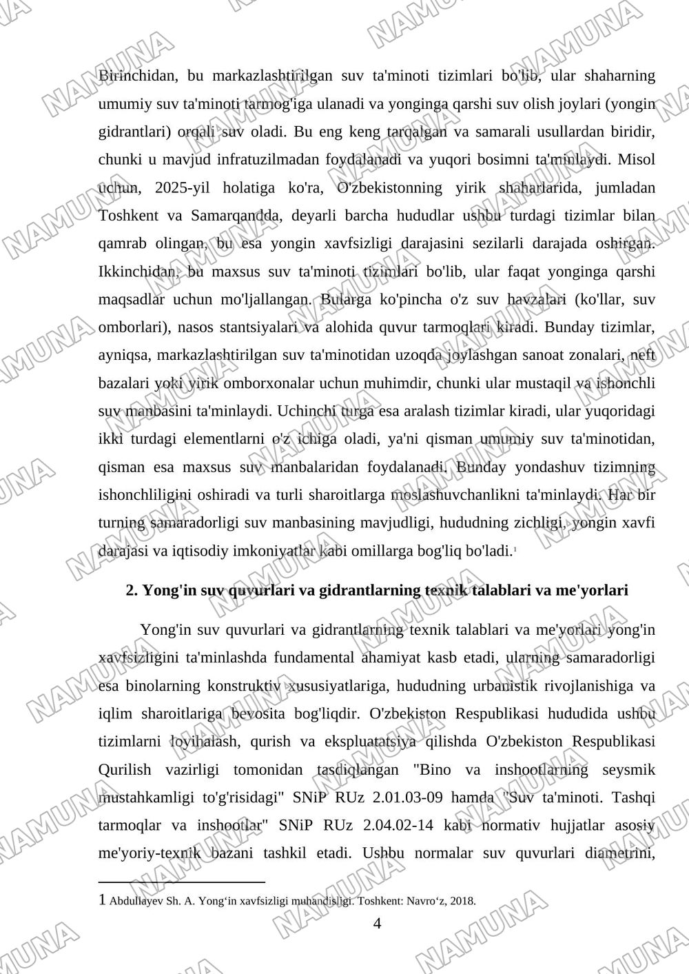 Tashqi yonginga qarshi suv taminoti tizimlari va sxemalari — mustaqil ish, 4-varaq