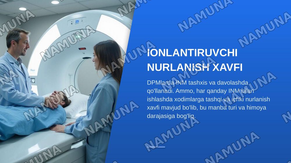 DPM larda ionlantiruvchi nurlanish manbalaridan foydalanganda dozimetrik va radiometrik nazorat ôtkazishning asoslari DPM larda ionlantiruvchi nurlanish manbalaridan foydalanganda xodimlar va patsiyentlarni himoyalash .Himoya prinsiplari . — zamonaviy taqdimot, 3-slayd