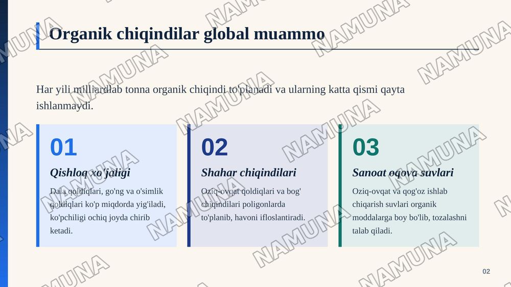 Organik transformatsiyalash moddalarni va ularni mikrobiologik
qaytarilishini biotexnologik uslublari — zamonaviy taqdimot, 3-slayd