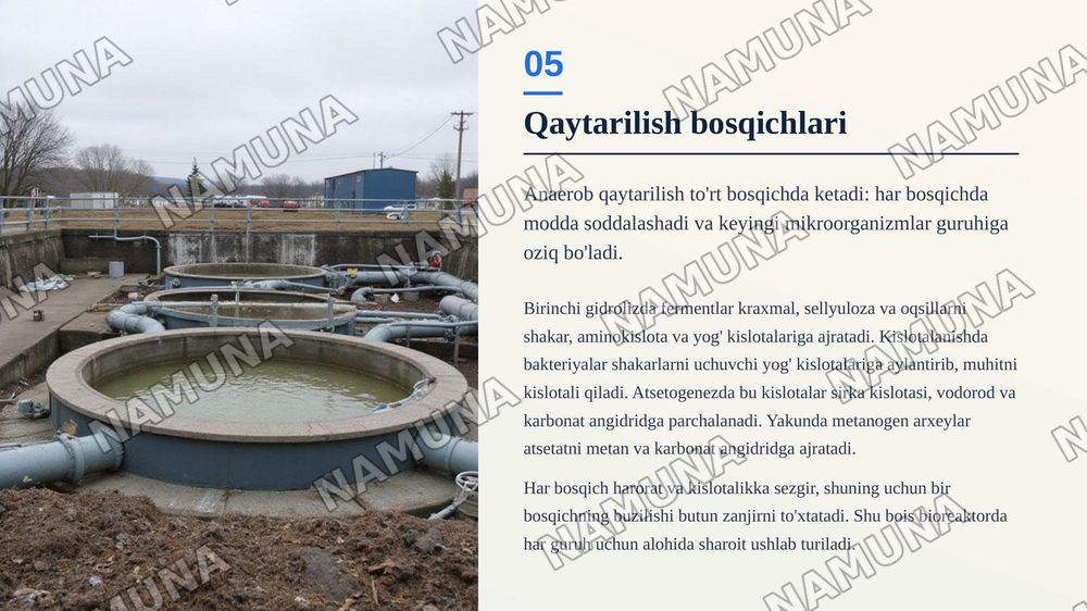 Organik transformatsiyalash moddalarni va ularni mikrobiologik
qaytarilishini biotexnologik uslublari — zamonaviy taqdimot, 6-slayd