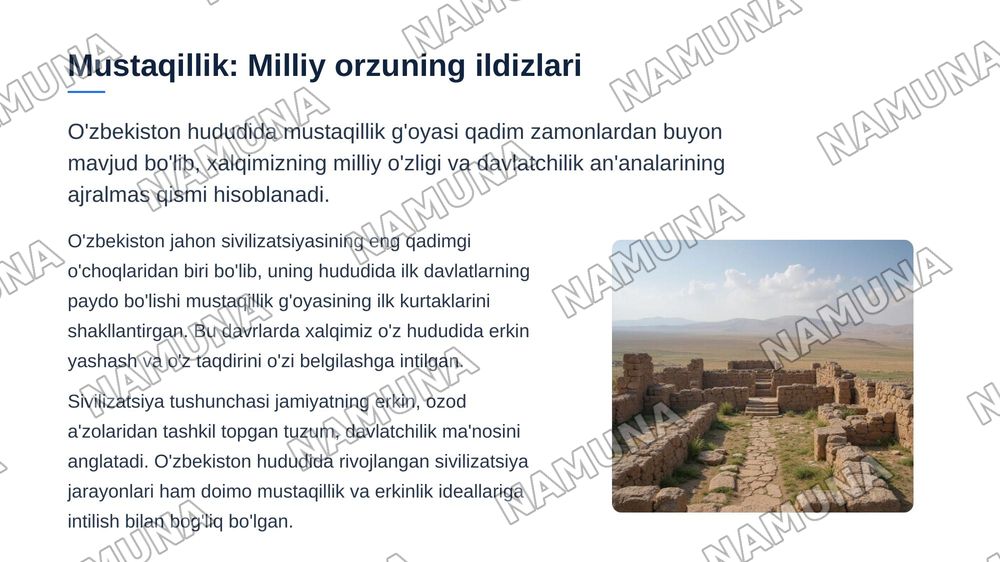 O’zbekistonda mustaqillik g’oyalarining tarixiy asoslari — zamonaviy taqdimot, 3-slayd