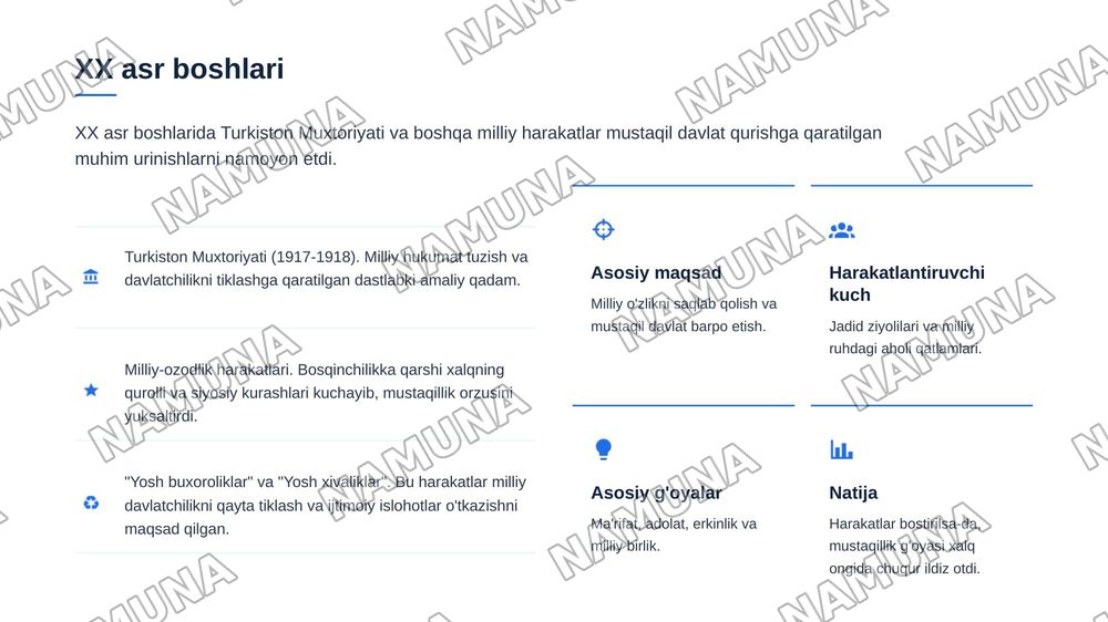 O’zbekistonda mustaqillik g’oyalarining tarixiy asoslari — zamonaviy taqdimot, 8-slayd
