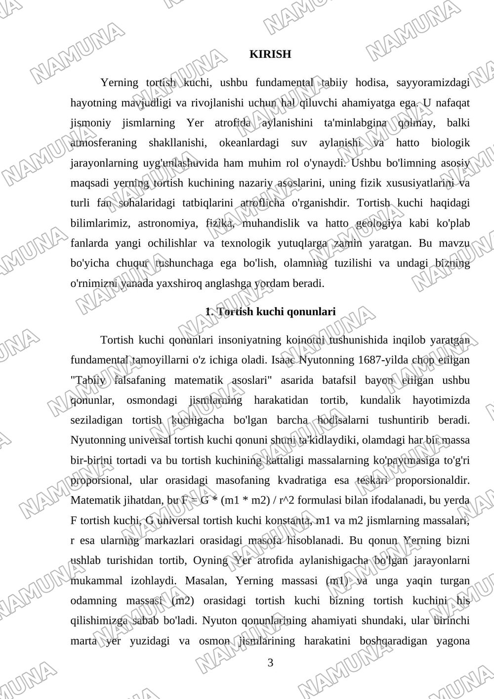 Yerning tortish kuchi — mustaqil ish, 3-varaq