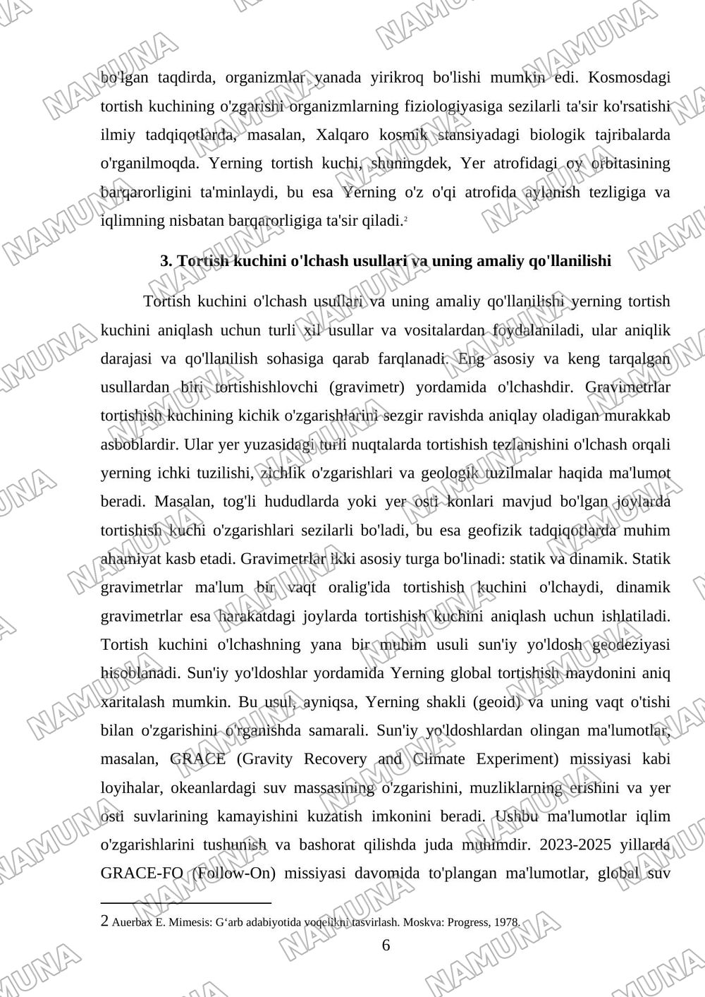 Yerning tortish kuchi — mustaqil ish, 6-varaq