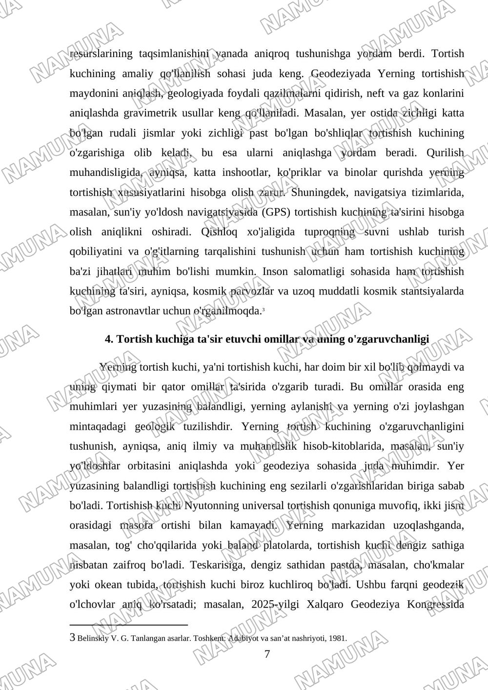 Yerning tortish kuchi — mustaqil ish, 7-varaq