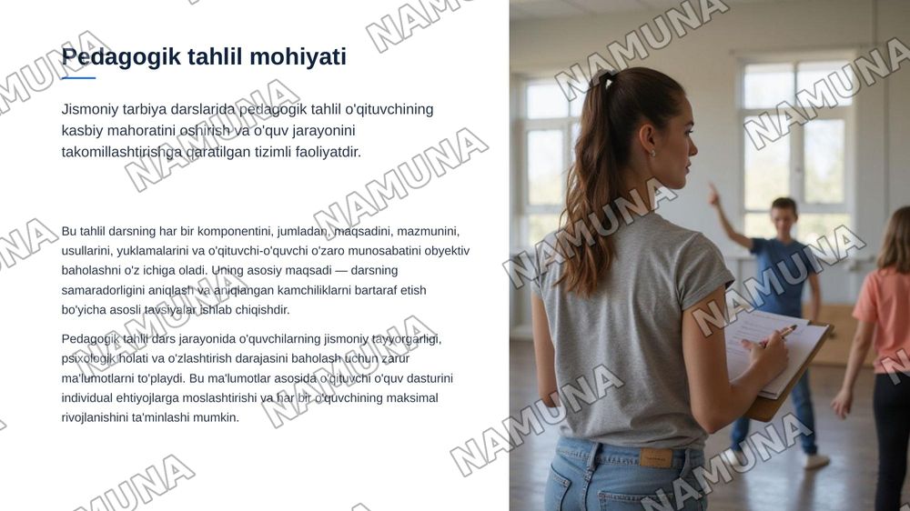 Jismoniy tarbiya darslarida pedogogik tahlil o‘tkazish uslubiyati. 
Jismoniy tarbiya darslarida pulsometriya va xronometraj o‘tkazish uslubiyati. — zamonaviy taqdimot, 4-slayd