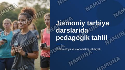 Jismoniy tarbiya darslarida pedogogik tahlil o‘tkazish uslubiyati. 
Jismoniy tarbiya darslarida pulsometriya va xronometraj o‘tkazish uslubiyati. — zamonaviy taqdimot