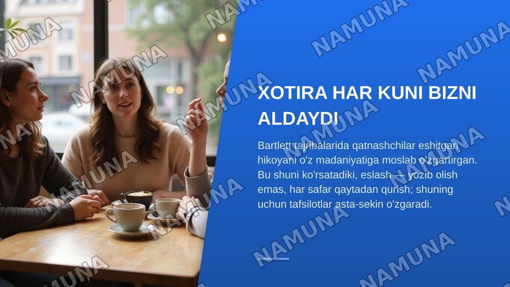 Xotira jarayonlari va ulardagi xatoliklarning psixologik
tahlili — zamonaviy taqdimot, 3-slayd