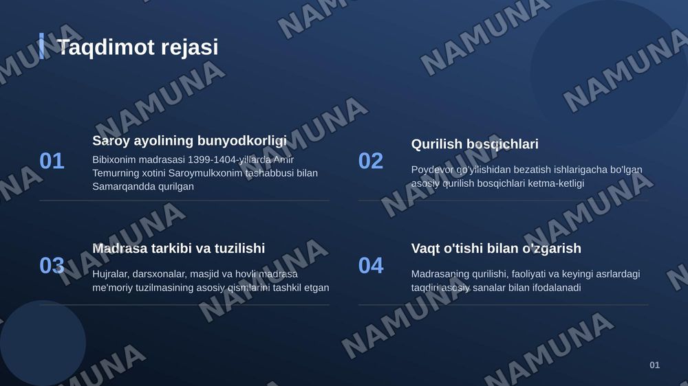 Bibixonim madrasasi — zamonaviy taqdimot, 2-slayd
