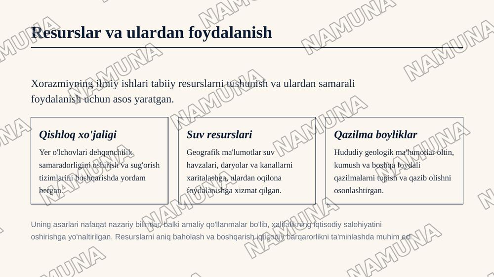 Xorazmiy o'rta asrlardagi iqtisodiy qarashlari — zamonaviy taqdimot, 8-slayd