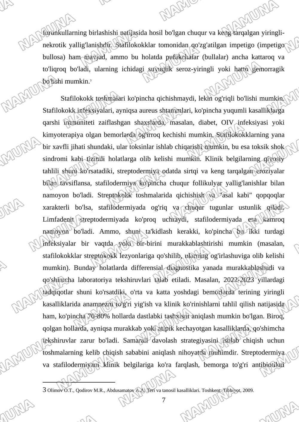 Terining yiringli kasalliklari. Streptodermiyalar. — mustaqil ish, 7-varaq