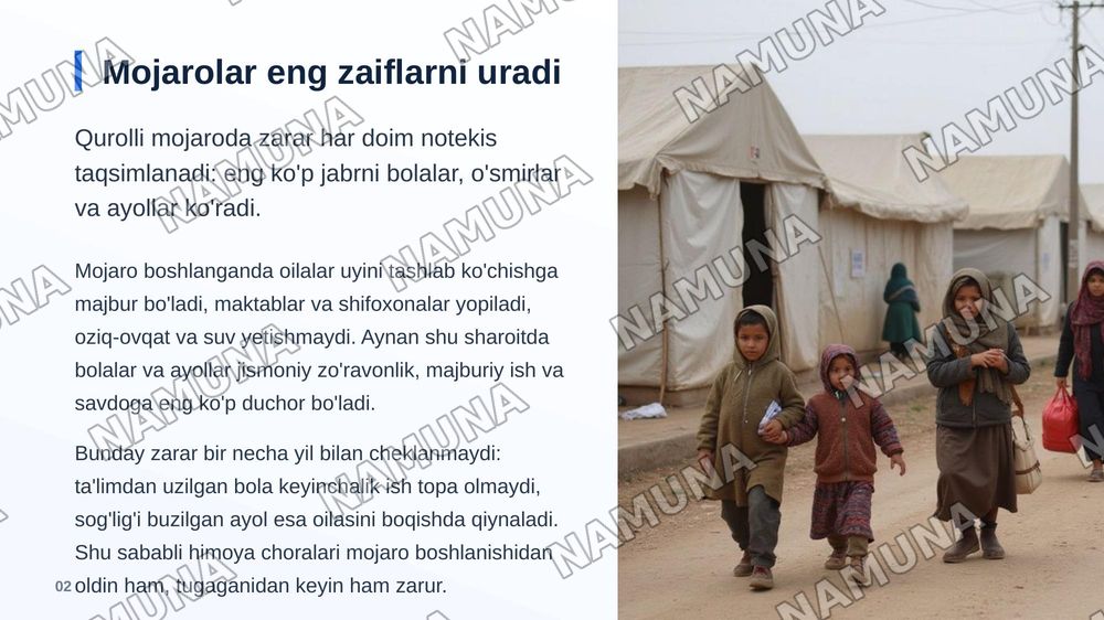 Qurolli mojarolarda bolalar, o'smirlar va ayollarni himoya qilish — zamonaviy taqdimot, 3-slayd