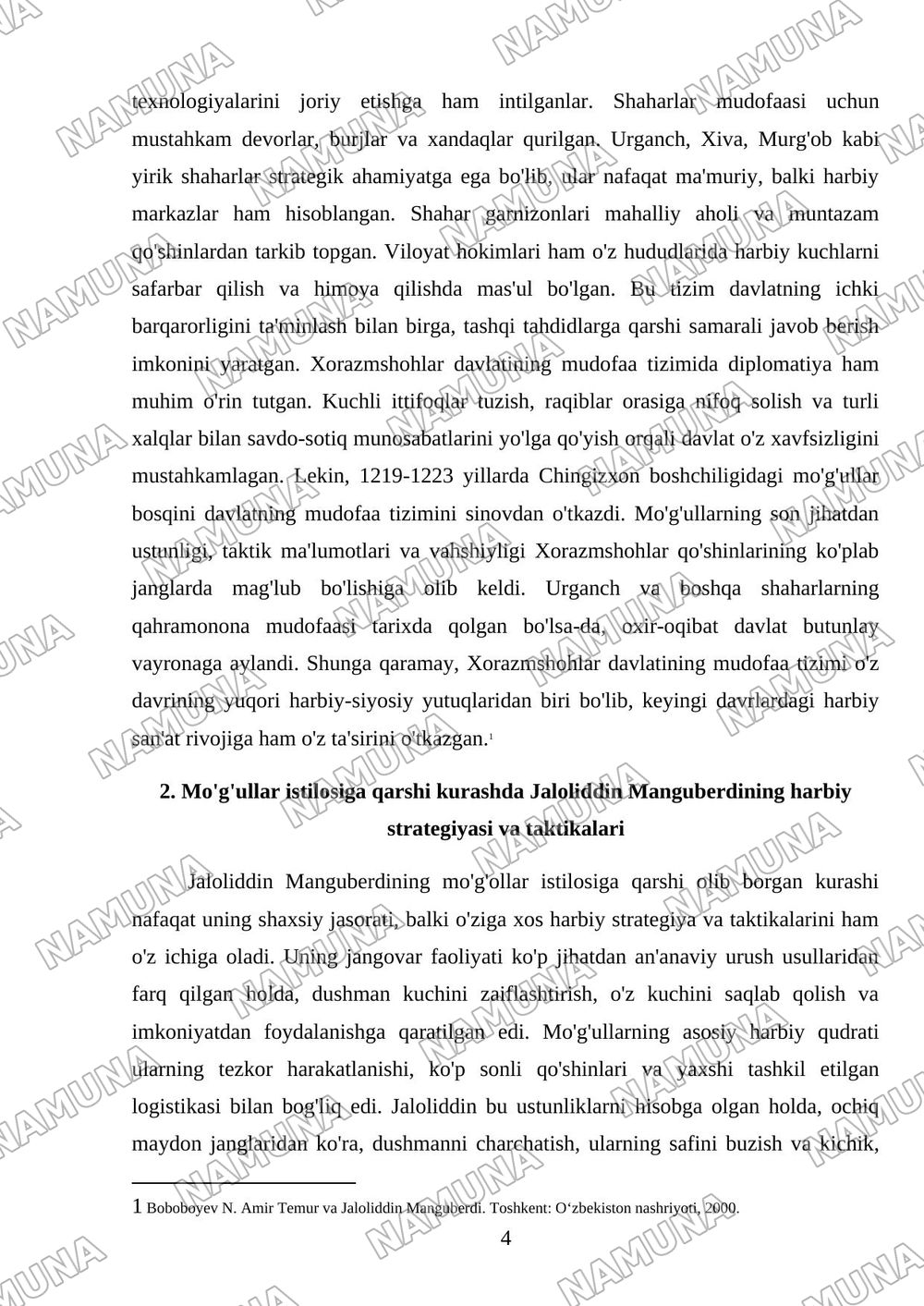 Jaloliddin Manguberdi-Vatan himoyachisi — mustaqil ish, 4-varaq