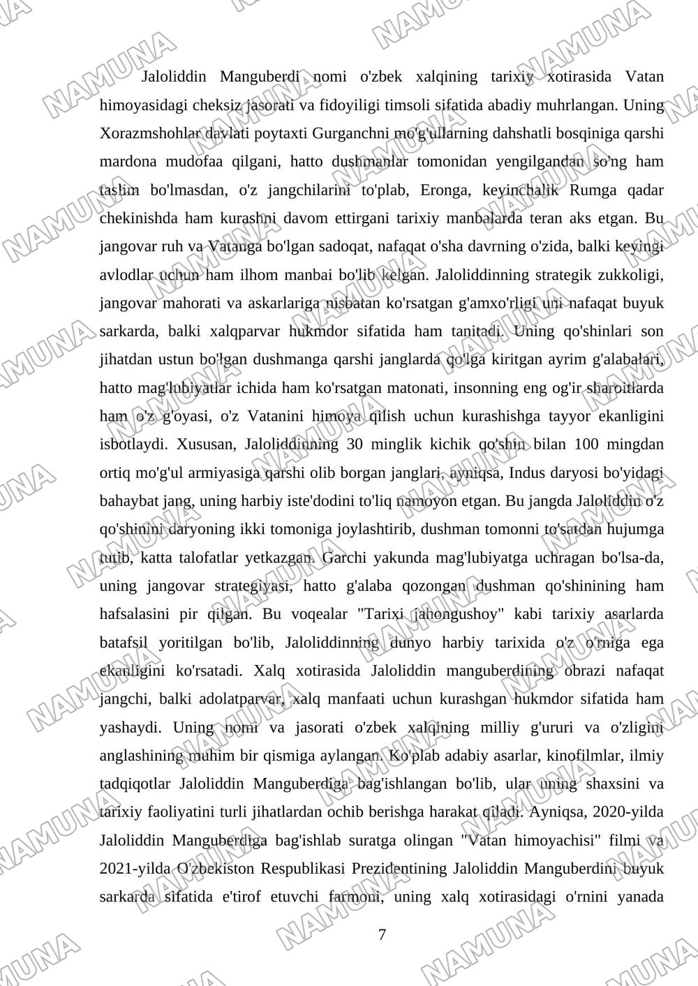 Jaloliddin Manguberdi-Vatan himoyachisi — mustaqil ish, 7-varaq