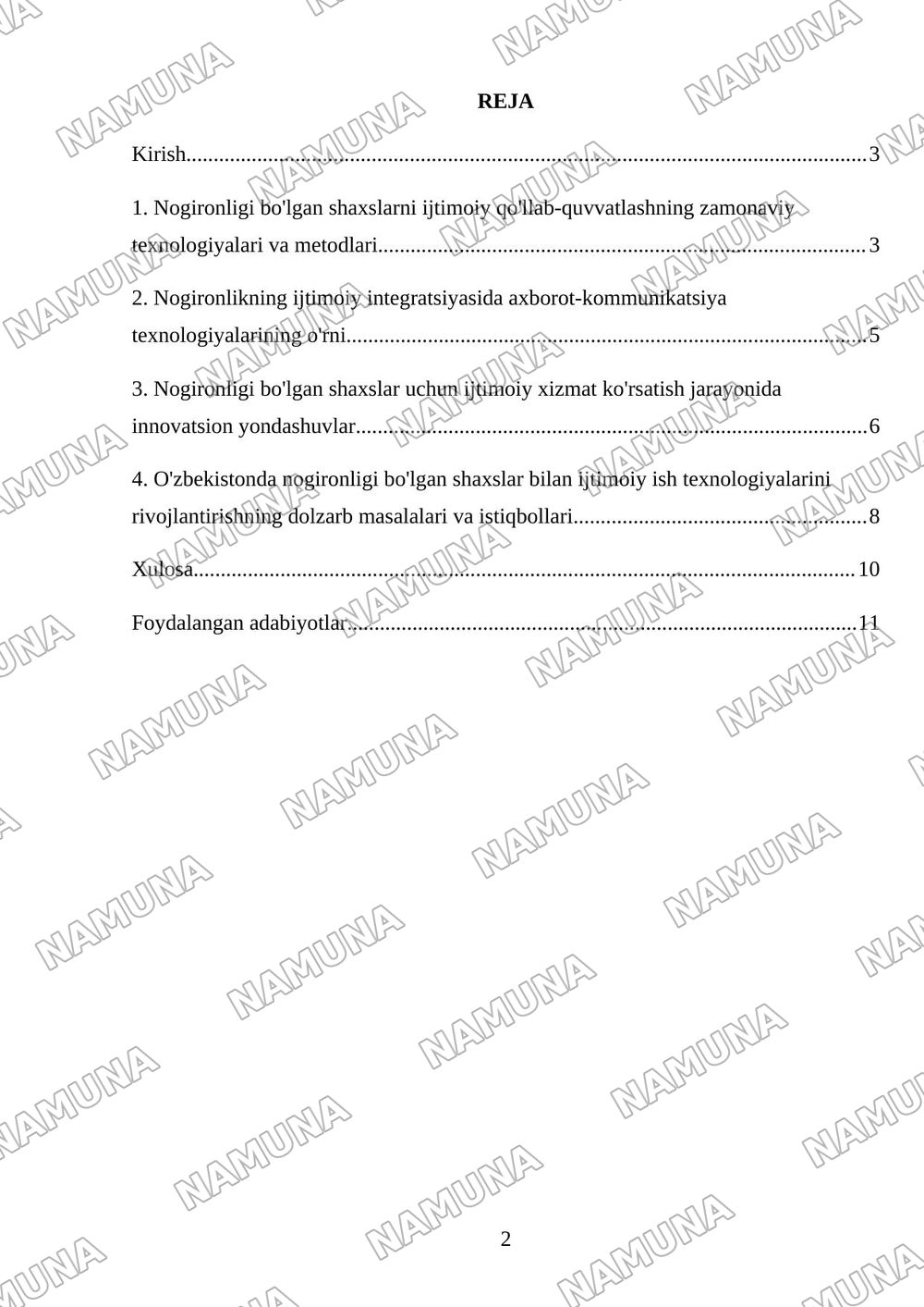Nogironligi bòlgan shaxslar bilan ijtimoiy ish texnologiyalari — mustaqil ish, 2-varaq