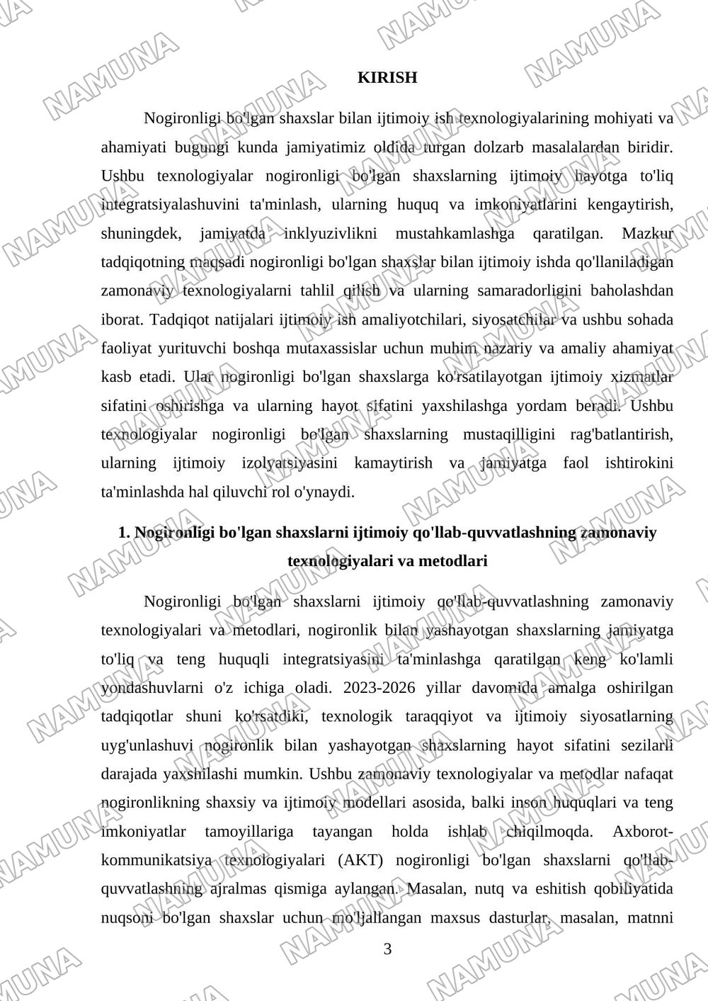 Nogironligi bòlgan shaxslar bilan ijtimoiy ish texnologiyalari — mustaqil ish, 3-varaq