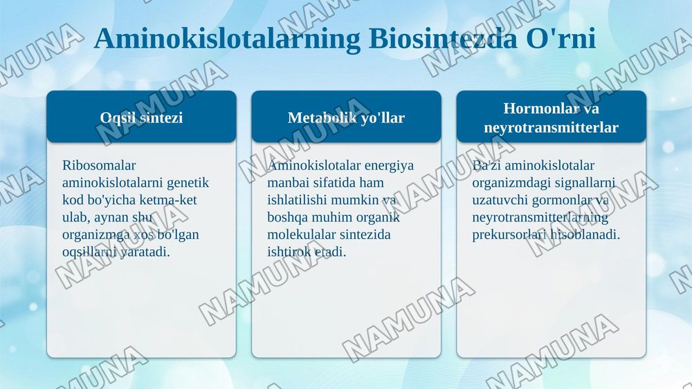Aminokislotalarning biologik ahamiyati. — taqdimot, 5-slayd