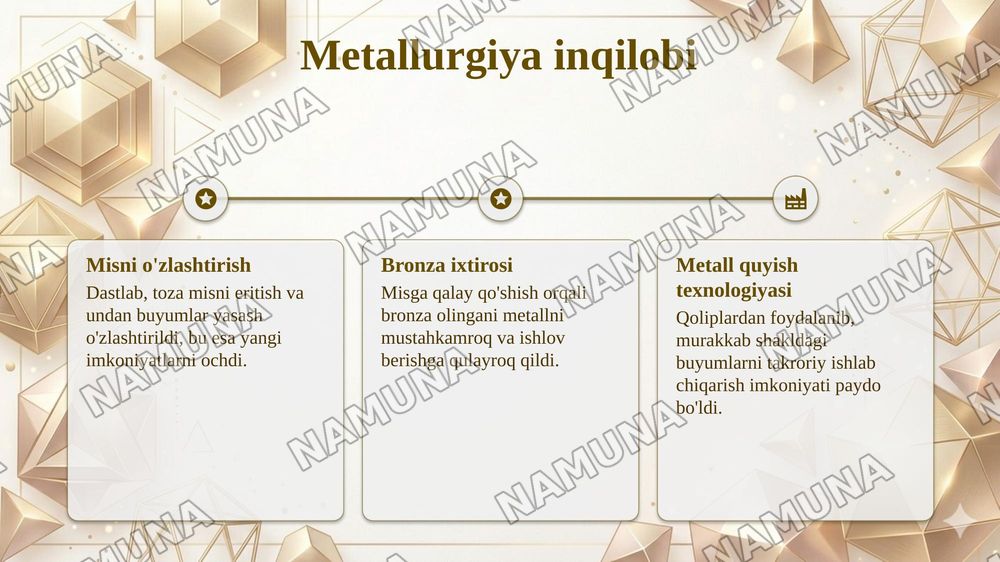 Insoniyatning tarixiy rivojlanishida Bronza davrining o'rni va roli — taqdimot, 5-slayd