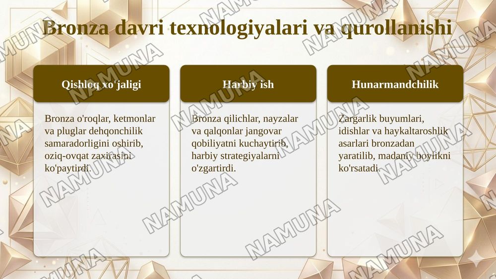 Insoniyatning tarixiy rivojlanishida Bronza davrining o'rni va roli — taqdimot, 7-slayd