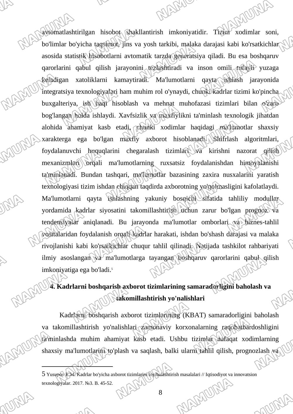 kadrlarni boshqarish infoymaciyalik tizimlarda xizmotkorlar haqidagi malumotlarni yuritish va qayta ishlash — referat, 8-varaq