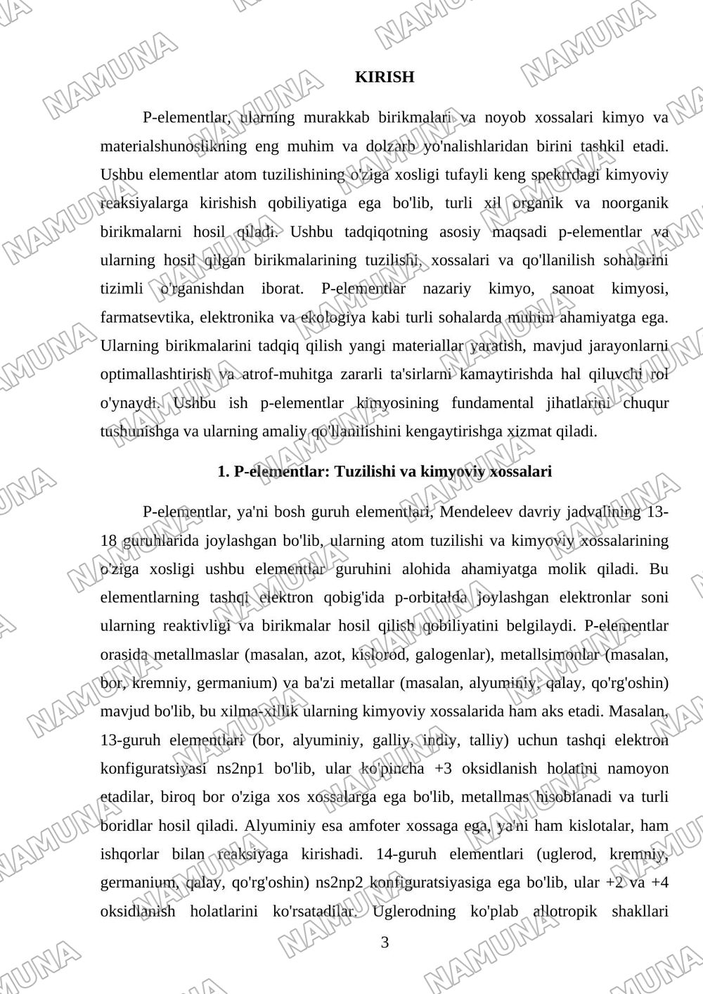 p-elementlar. Ulaning birikmalari va xossalari. — referat, 3-varaq