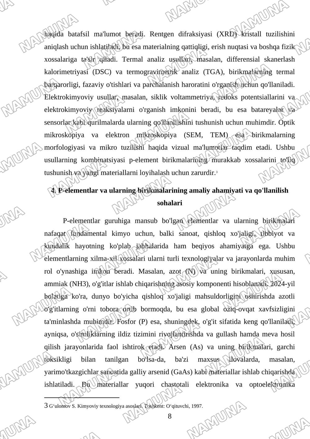 p-elementlar. Ulaning birikmalari va xossalari. — referat, 8-varaq