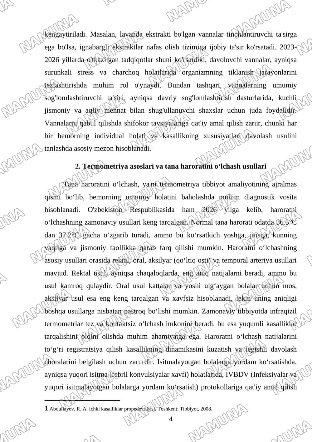 Davolovchi vannalar. Termometriya. Tana haroratini o‘lchash texnikasi va uni registratsiya qilish. Isitmalayotgan bolalarni parvarishlash (IVBDV isitmalayotgan bolalarga yordam ko‘rsatish). Ovqatlanti — mustaqil ish, 4-varaq