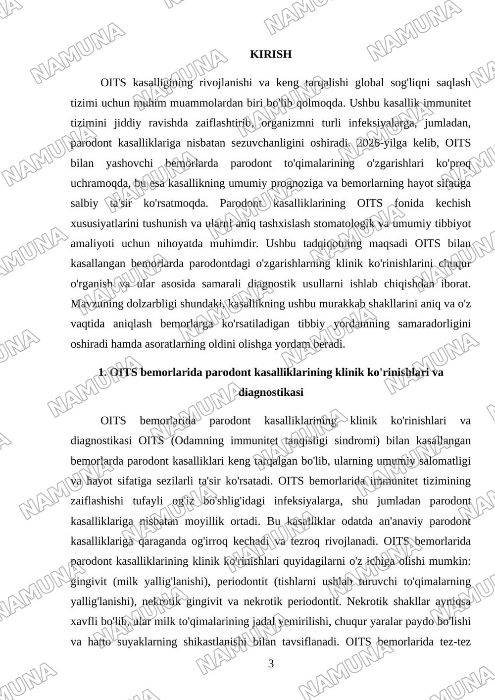 Oitsda paradontdagi o’zgarishlar klinikasi qiyosiy tashxis — mustaqil ish, 3-varaq