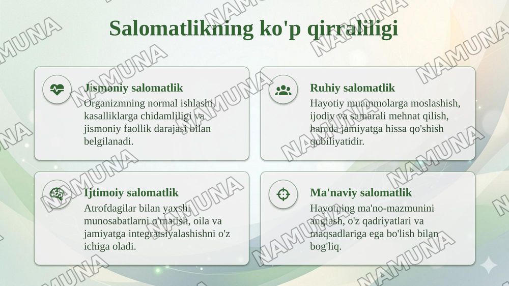 Hayot tarzi va salomatlik mexanizmi — taqdimot, 4-slayd