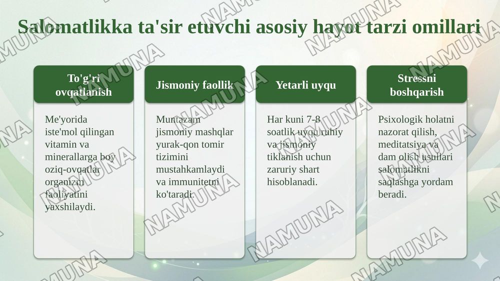 Hayot tarzi va salomatlik mexanizmi — taqdimot, 6-slayd