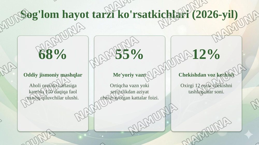 Hayot tarzi va salomatlik mexanizmi — taqdimot, 8-slayd