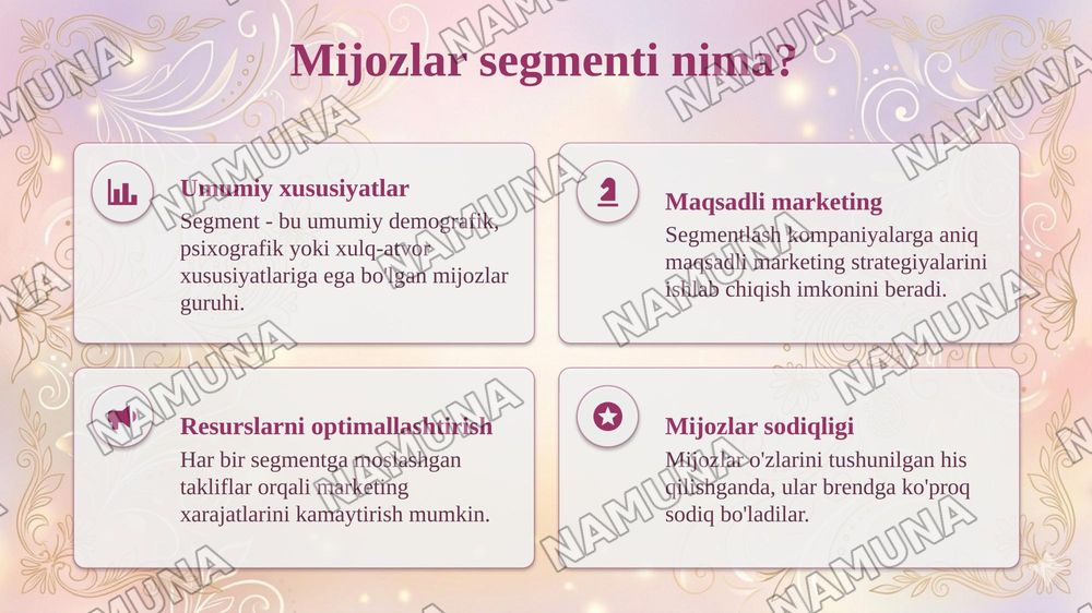 Elektron biznesda mijozlar segmentlarini aniqlash va ularni tahlil qilish. — taqdimot, 4-slayd