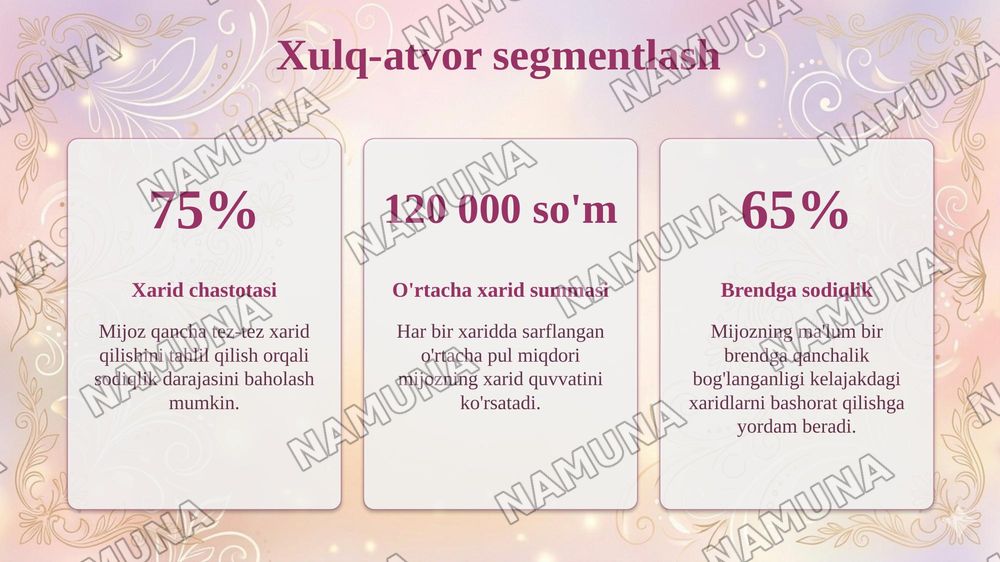 Elektron biznesda mijozlar segmentlarini aniqlash va ularni tahlil qilish. — taqdimot, 8-slayd