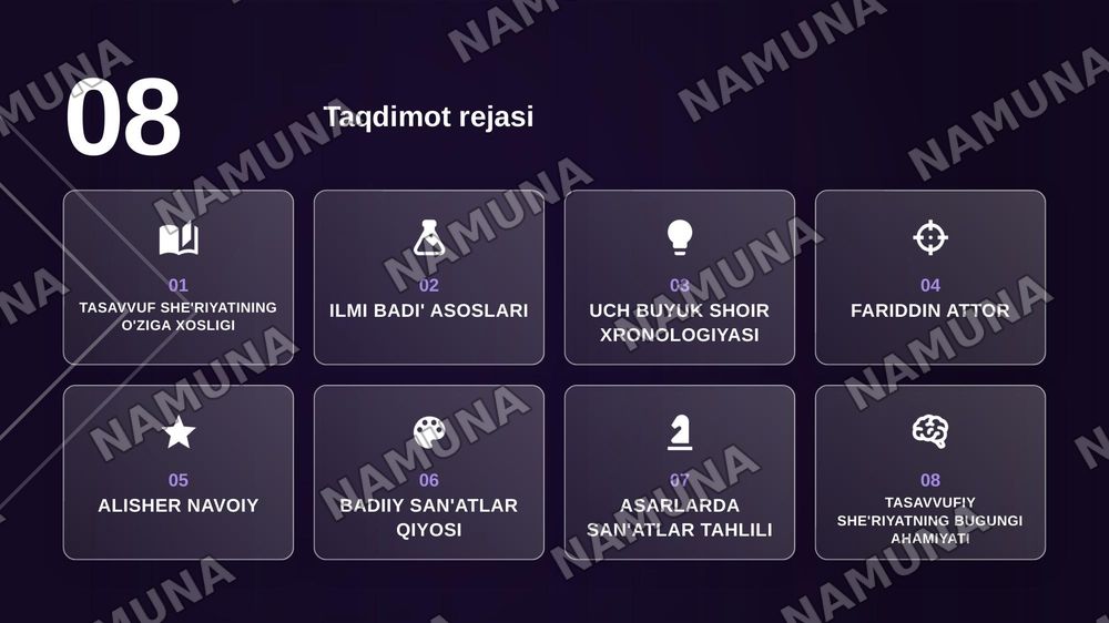 Tasavvufiy asarlarning badiiyati.  Fariddin Attor, Jaloliddin Rumiy, Alisher Navoiylar ijodi. İlmi badi' yoki badiiy san'atlar talqini — zamonaviy taqdimot, 2-slayd