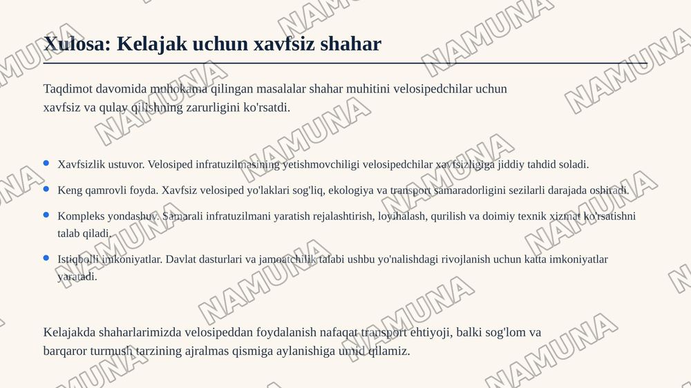 Velosiped uchun ham xavfsiz joy kerak — zamonaviy taqdimot, 7-slayd