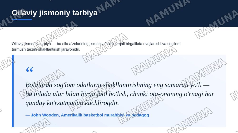 Oilada jismoniy tarbiya. Oilada jismoniy tarbiya. — zamonaviy taqdimot, 4-slayd