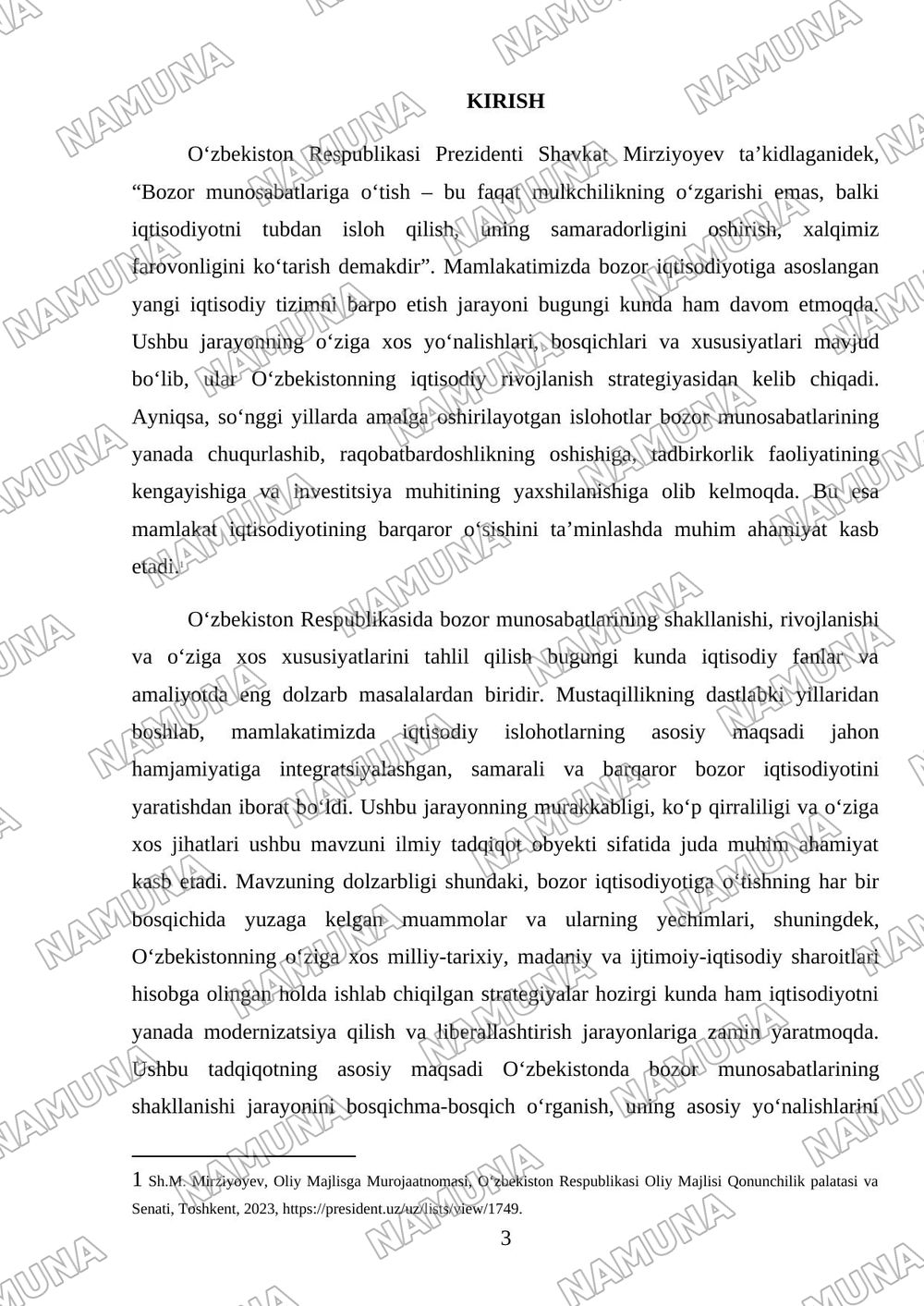 Mavzu: O‘zbekiston Respublikasida bozor munosabatlarining shakllanishi, uning yo‘nalishlari, bosqichlari va xususiyatlari — mustaqil ish, 3-varaq
