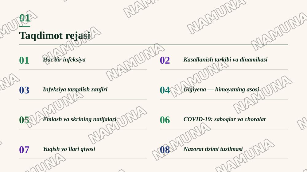 2 
Davolash profilaktik muassasalarida (DPM) yuqumli kasalliklar bilan kurashish, bemorlar va tibbiyot xodimlari sog‘liqlarini muhofaza qilishning tarkibiy qismidir. COVID-19 infeksiyasi va boshqa infeksiyalar misolida. — zamonaviy taqdimot, 2-slayd